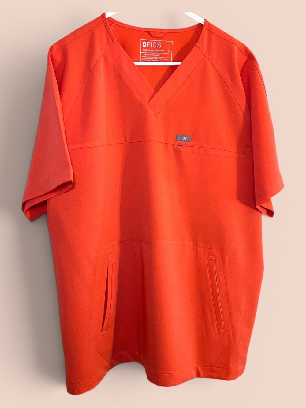 Figs Batara Coral Scrub Top PO# 6099 Size L NWOT